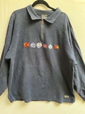 Vintage Roots Athletics NHL Canadian Teams Fleece Half Zip Pullover Sweater XL
